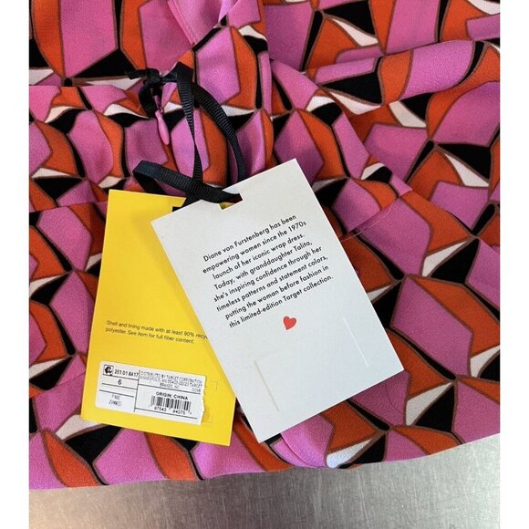 Diane von Furstenberg Pink Geometric Print Sleeveless Dress Recycled Polyester - Picture 5 of 10